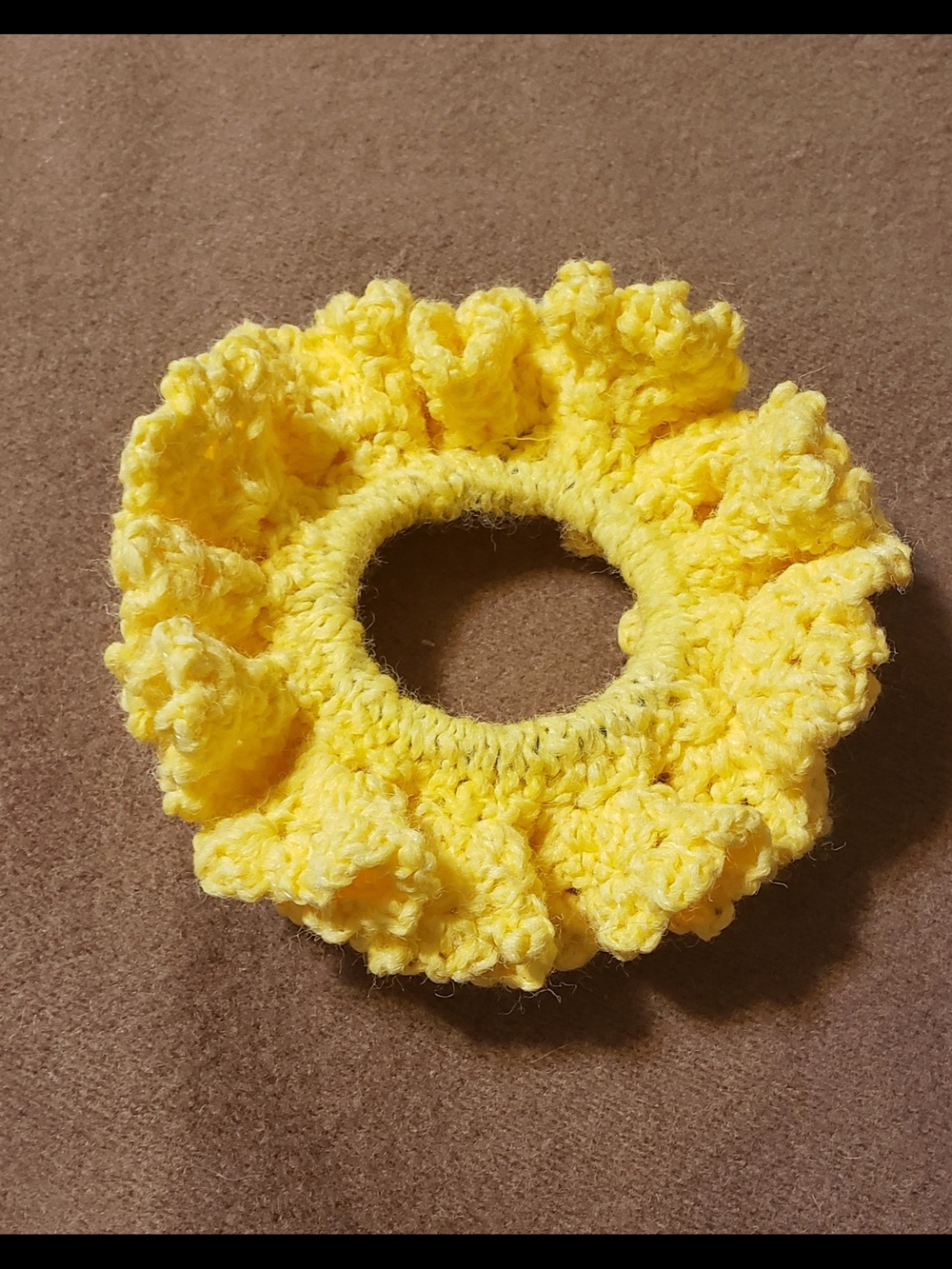 Hand Crafted Yellow Crochet Ruffled Hair Scrunchie